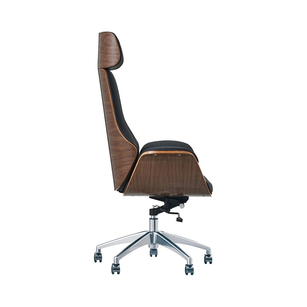 861-01 new premium executive chair brown PU leather headrest armrest swivel office chair - Image 4