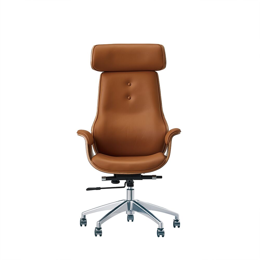 861-01 new premium executive chair brown PU leather headrest armrest swivel office chair
