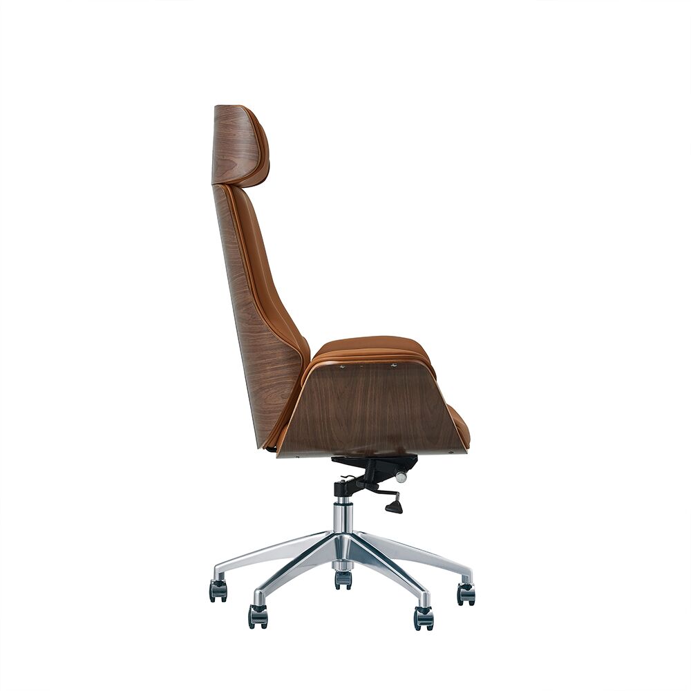 861-01 new premium executive chair brown PU leather headrest armrest swivel office chair - Image 3
