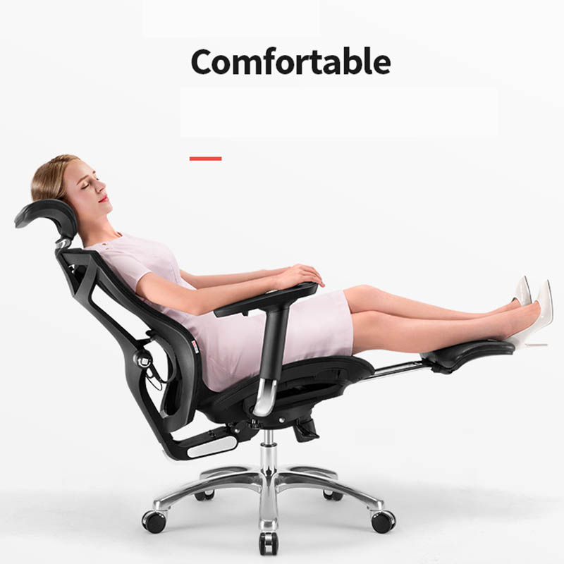 Reclining Office Desk Chair Ergonomic Office Chair with Lumbar Support Height Adjustable Headrest - Image 2