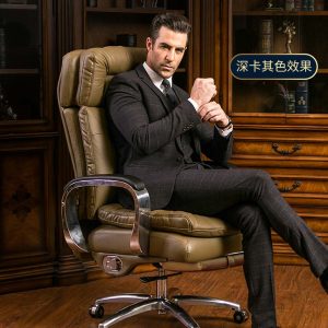 REFICCER Big and Tall Reclining Leather Office Chair