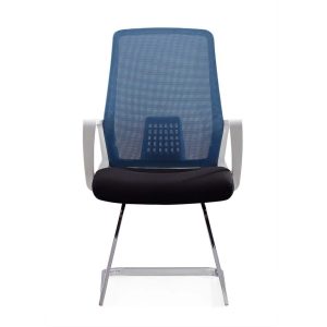 Stackable mesh back armchair with upholstered fabric seat and for office,guest reception