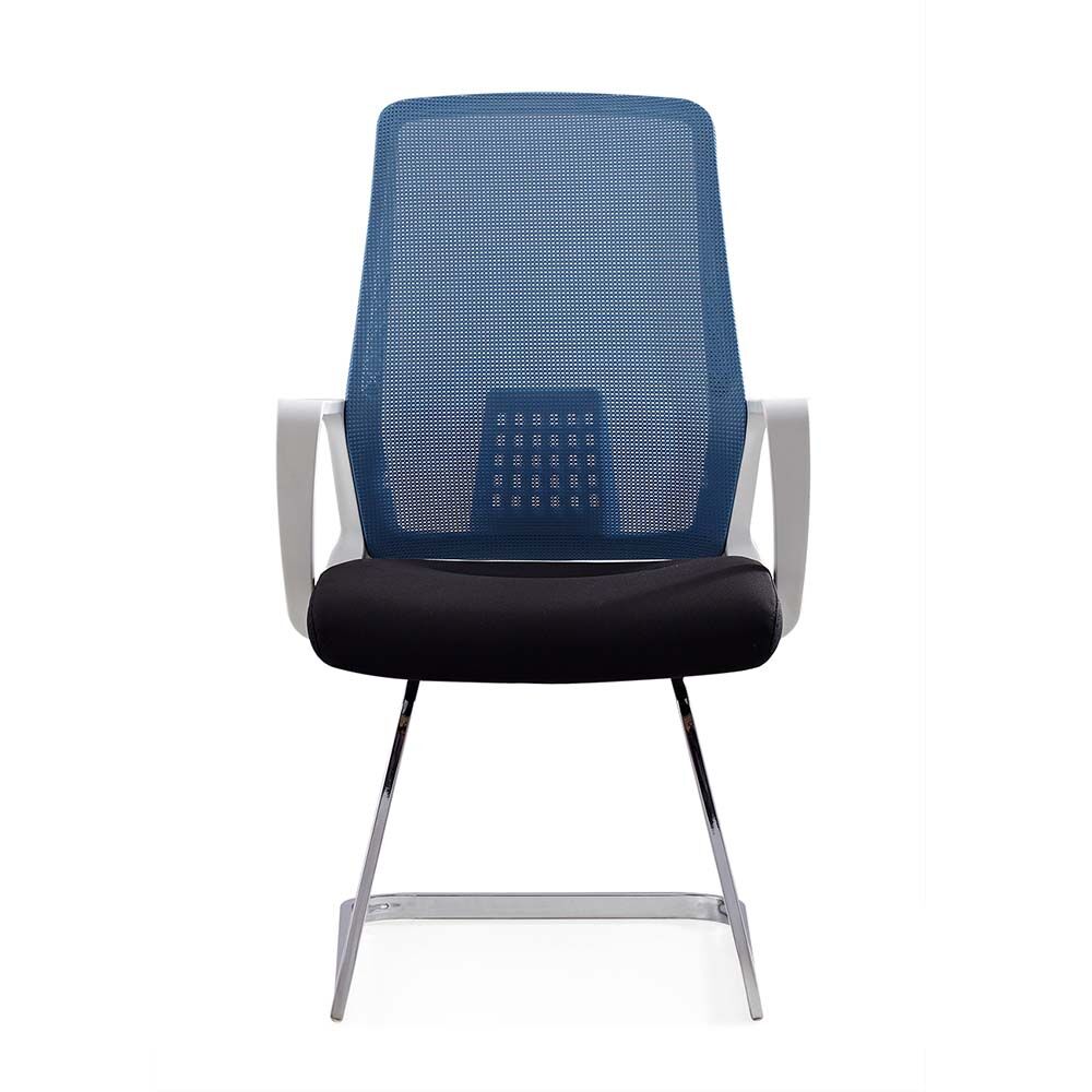 Stackable mesh back armchair with upholstered fabric seat and for office,guest reception